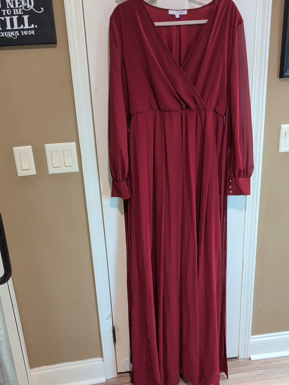 Baltic Born Long Sleeve Wrap Maxi Dress - Wine Red
